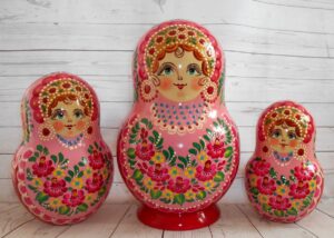 GIANT Mila in pink & red huge fatty 10-set nesting Doll Babooshki s