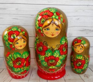 Vera in gold dress 7-set huge nesting Doll Babooshki s