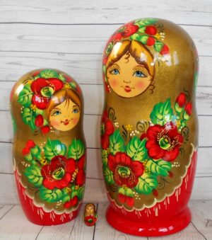Vera in gold dress 7-set huge nesting Doll Babooshki s