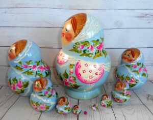 Nina in light blue 10-set nesting Doll Babooshki s