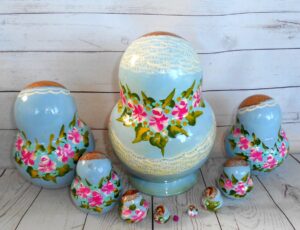 Nina in light blue 10-set nesting Doll Babooshki s