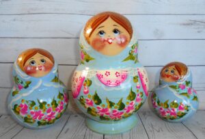 Nina in light blue 10-set nesting Doll Babooshki s
