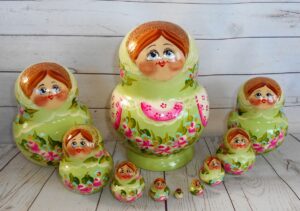 Nina in light green 10-set Babushka Matryoshka nesting Doll  Babooshki Babushkas