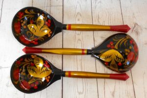 Khokhloma Large Sugar & two Candy Bowls with 3 spoons II - 5