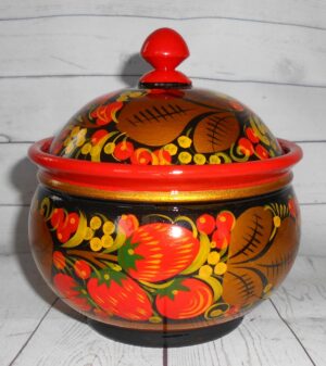 Khokhloma Large Sugar & two Candy Bowls with 3 spoons II - 3