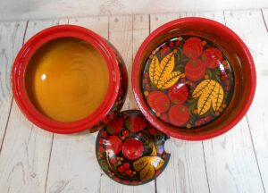 Khokhloma Large Sugar & Candy Bowl with 2 spoons V - 3