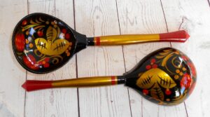 Khokhloma Large Sugar & Candy Bowl with 2 spoons V - 5