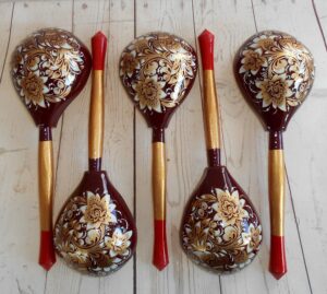 Khokhloma Brown & Gold limited edition set of 5 spoons - 2