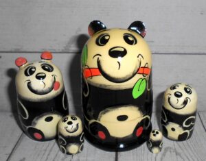 MINI Funny Panda mini 5-set Babushka  TINY Babushka Matryoshka nesting Doll  Babooshki Babushkas
