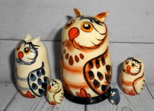 MINI Funny Owl mini 5-set MINI TIN Y nesting Doll Babooshki s