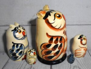 MINI Funny Owl mini 5-set MINI TIN Y nesting Doll Babooshki s
