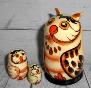 MINI Funny Owl mini 5-set MINI TIN Y nesting Doll Babooshki s
