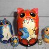 MINI Funny Cat with milk pot mini 5-set TINY nesting Doll Babooshki s