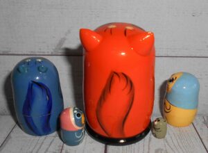 MINI Funny Cat with milk pot mini 5-set TINY nesting Doll Babooshki s