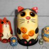 MINI Fortune Cat with money 5-set TINY nesting Doll Babooshki s