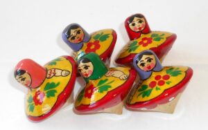 Babushka Traditional Spinning top x 5   Babushka Matryoshka nesting Doll  Babooshki Babushkas