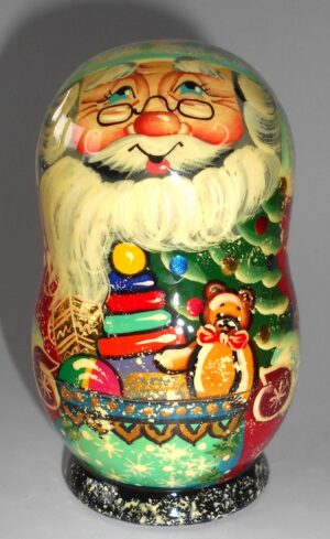 Santa with Teddy bear korobnick small nesting Doll Babooshki s