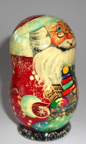 Santa with Teddy bear korobnick small nesting Doll Babooshki s