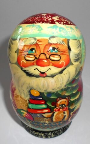Santa with Teddy bear korobnick small nesting Doll Babooshki s