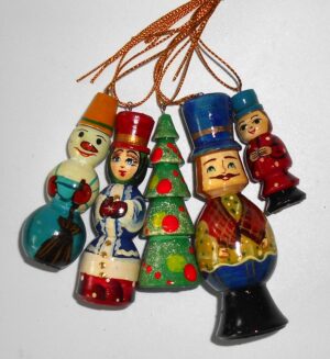 Santa Medium korobnick with boy nesting Doll Babooshki s