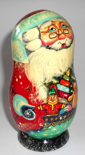 Santa Medium korobnick with boy nesting Doll Babooshki s