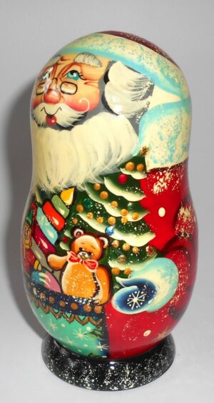 Santa Medium korobnick with boy nesting Doll Babooshki s