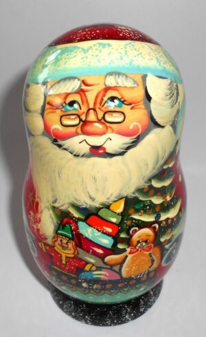 Santa Medium korobnick with boy nesting Doll Babooshki s