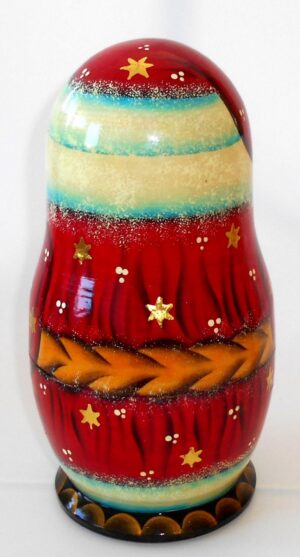 Santa with Xmas Tree Large korobnick nesting Doll Babooshki s