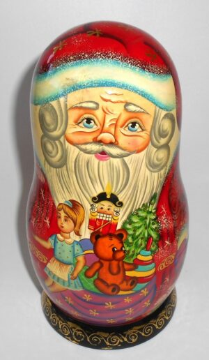 Santa with Nutcracker Large korobnick nesting Doll Babooshki s