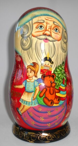 Santa with Nutcracker Large korobnick nesting Doll Babooshki s