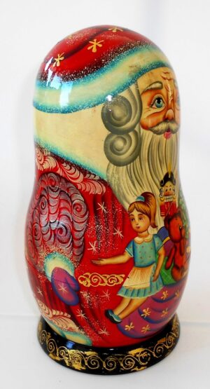 Santa with Nutcracker Large korobnick nesting Doll Babooshki s
