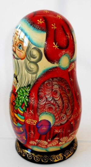 Santa with Nutcracker Large korobnick nesting Doll Babooshki s