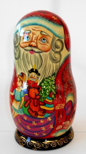 Santa with Nutcracker Large korobnick nesting Doll Babooshki s