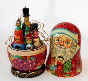 Santa with Nutcracker Large korobnick nesting Doll Babooshki s