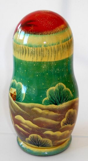 Santa blue Troyka Large korobnick nesting Doll Babooshki s