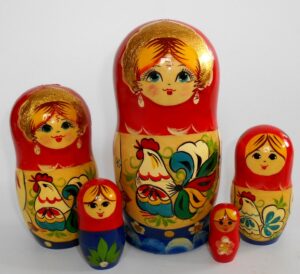 Girl with Rooster Babushka Matryoshka nesting Doll Babooshki Babushkas