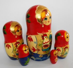 Girl with Rooster nesting Doll Babooshki s