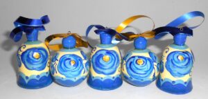 Christmas décor Bells and Balls in blue 7-set nesting Doll Babooshki s BOX SET