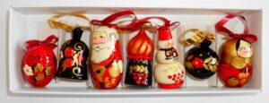 Christmas décor in red & black 7-set Babushka Matryoshka nesting Doll Babooshki Babushkas BOX SET