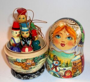 Girl with snowman korobnick MEDIUM nesting Doll Babooshki s