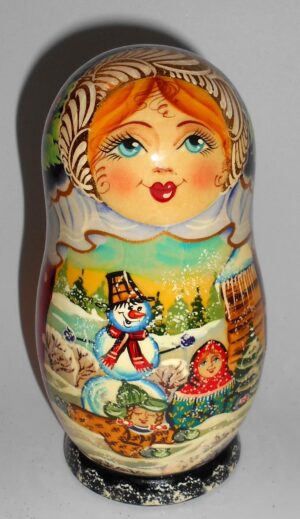 Girl with snowman korobnick MEDIUM nesting Doll Babooshki s