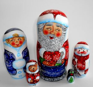Santa with champagne nesting Doll Babooshki s