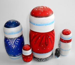 Santa with champagne nesting Doll Babooshki s