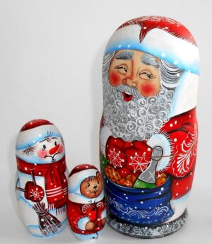 Santa with champagne nesting Doll Babooshki s