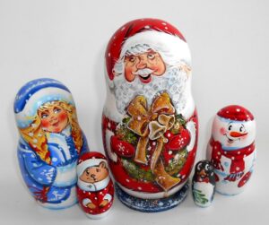 Santa with bells nesting Doll Babooshki s