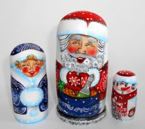 Santa with champagne 3-set nesting Doll Babooshki s