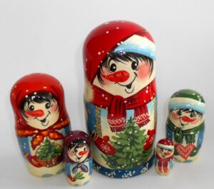 Snowman RED HAT nesting Doll Babooshki s