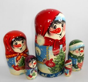 Snowman RED HAT nesting Doll Babooshki s