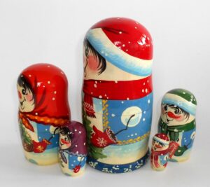 Snowman RED HAT nesting Doll Babooshki s