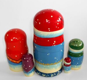Snowman RED HAT nesting Doll Babooshki s